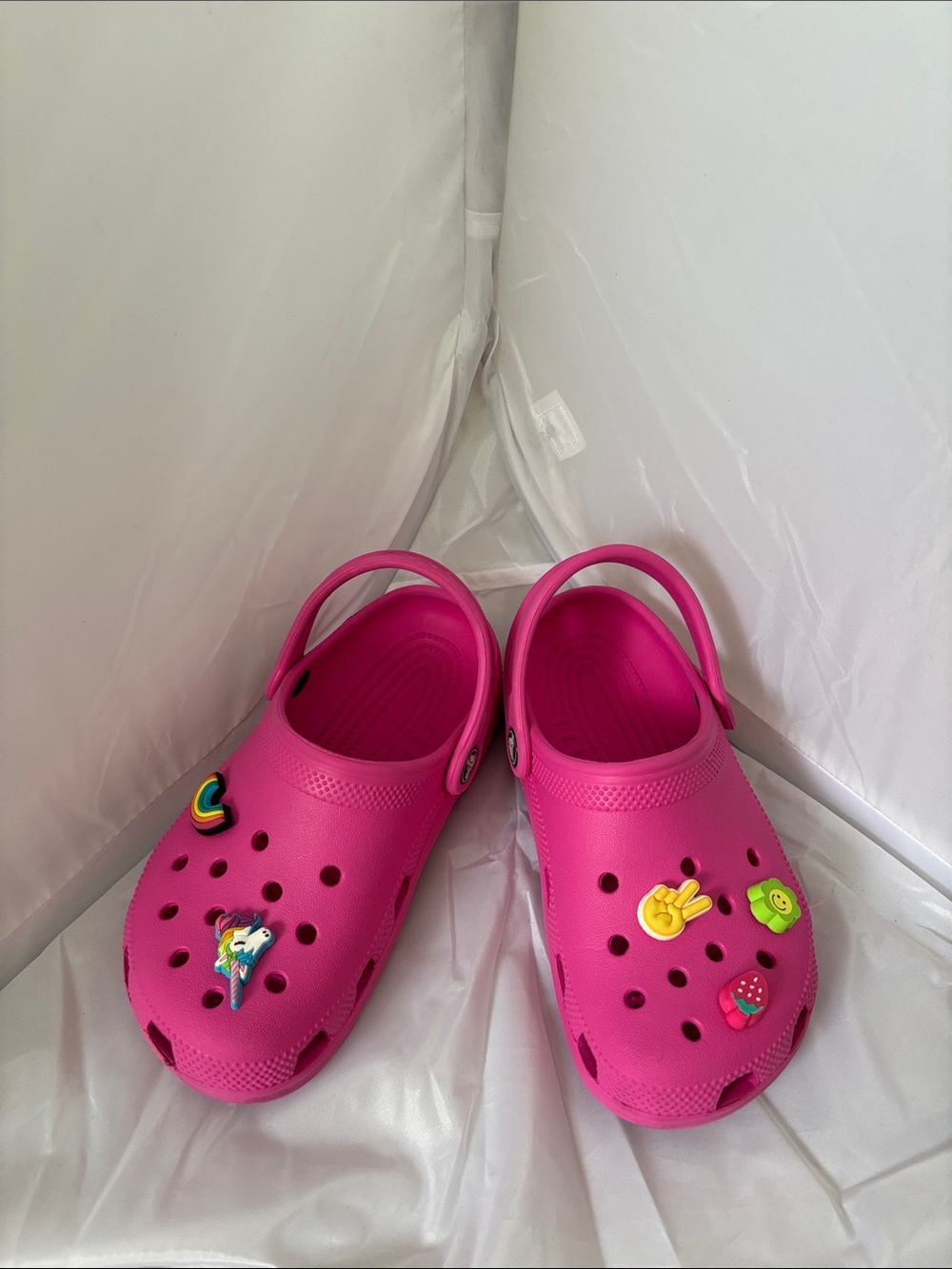 CROCS Kids Hot Pink Clog Sandals with Playful Charms